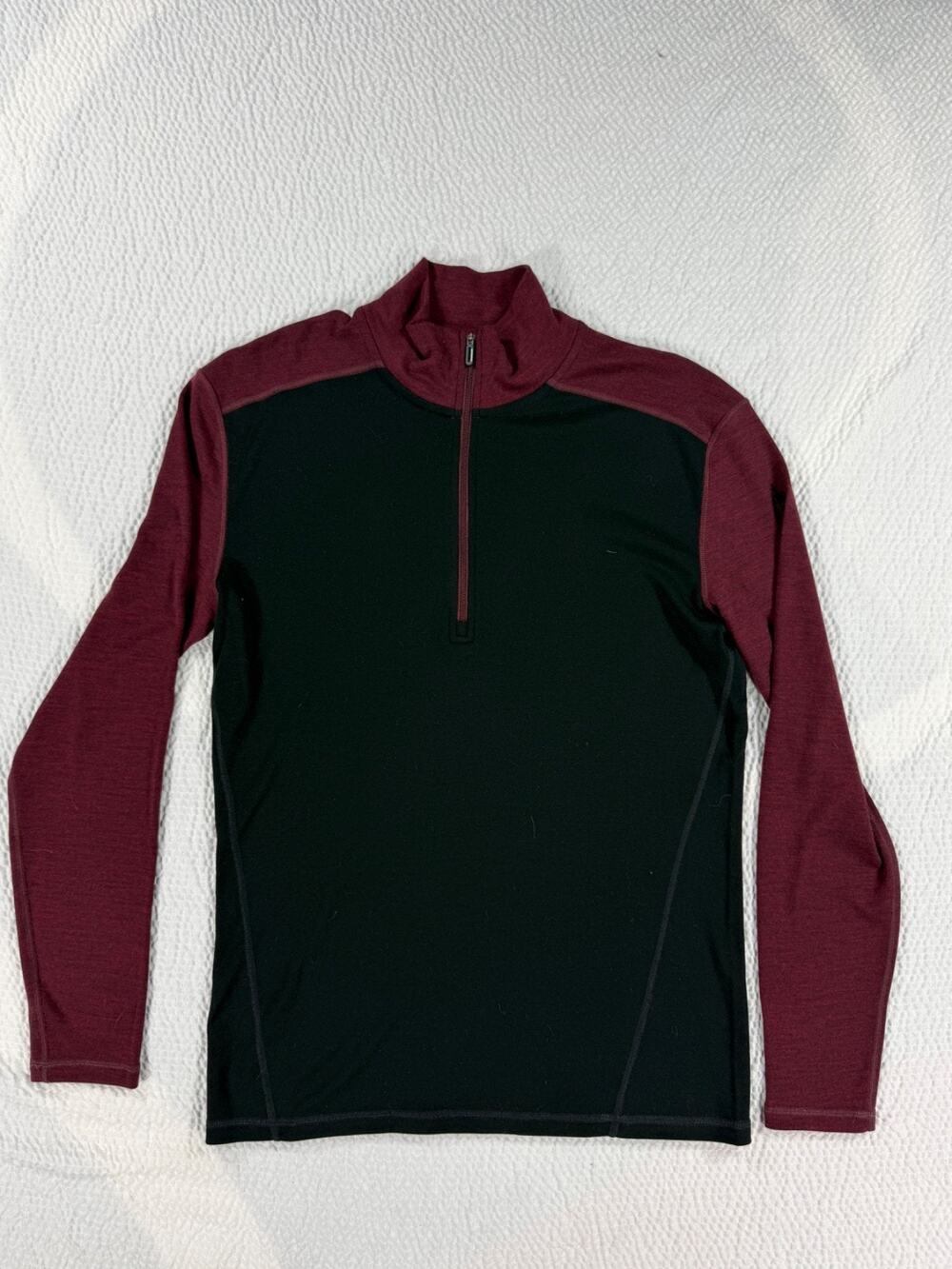 Smartwool Sweater Mens Size Large Black Red Quarter Zip Merino 250 Pullover